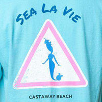 Sea La Vie Beach Tee in Cove Blue by Castaway Clothing - Country Club Prep