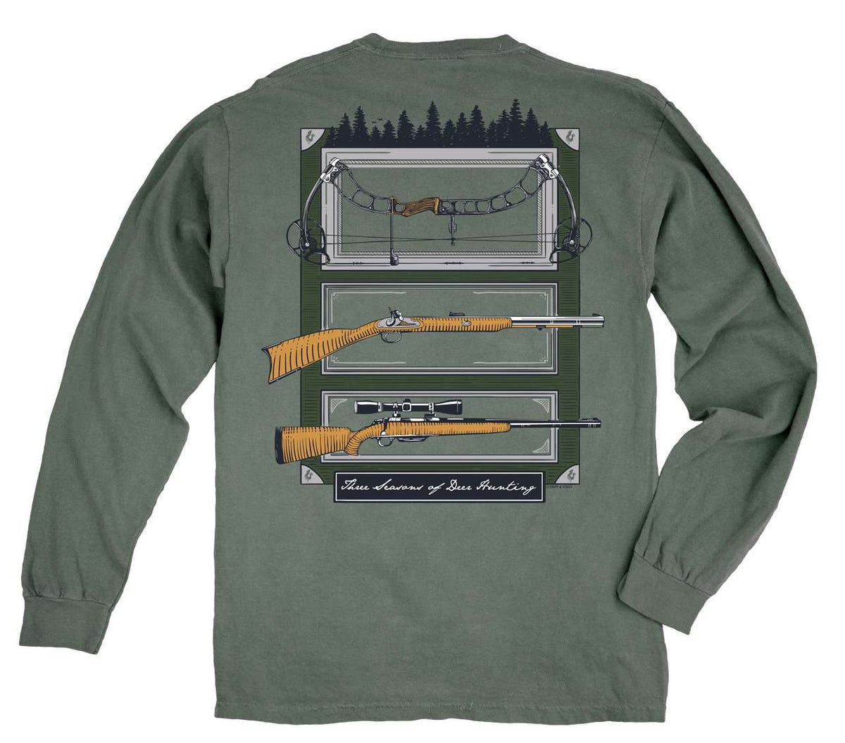 Seasons of Hunting Long Sleeve Tee in Light Green by Fripp & Folly - Country Club Prep