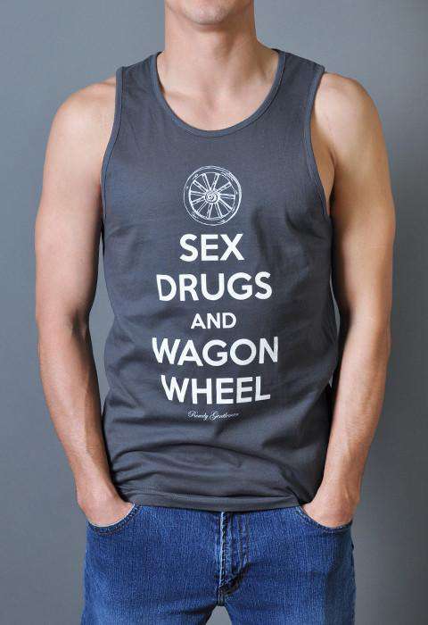 Sex, Drugs, and Wagon Wheel Tank Top in Metal Gray by Rowdy Gentleman - Country Club Prep