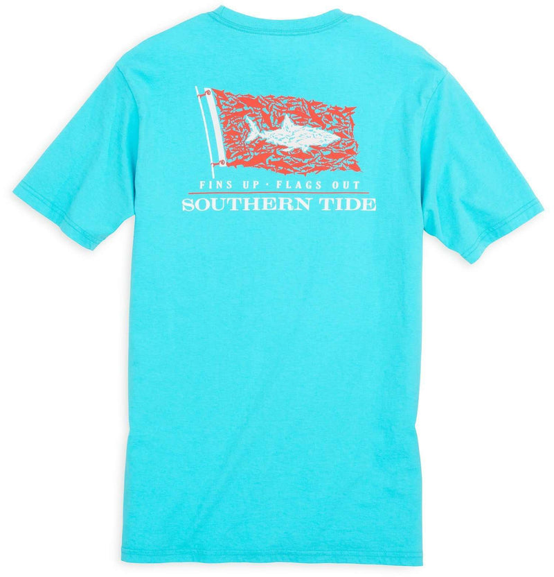 Shark Sighting Pocket Tee Shirt in Turquoise Blue by Southern Tide - Country Club Prep