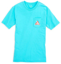 Shark Sighting Pocket Tee Shirt in Turquoise Blue by Southern Tide - Country Club Prep