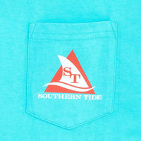 Shark Sighting Pocket Tee Shirt in Turquoise Blue by Southern Tide - Country Club Prep