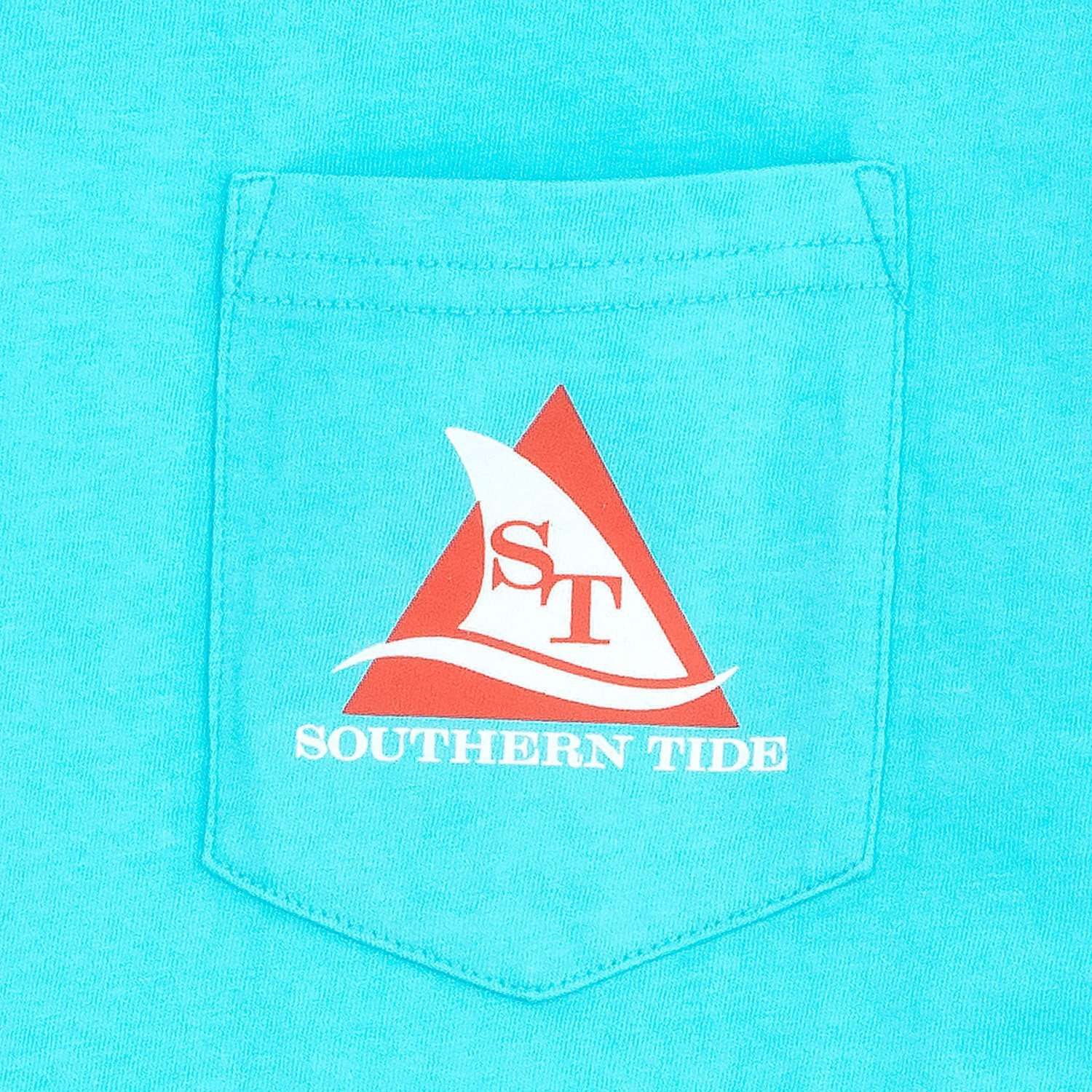 Shark Sighting Pocket Tee Shirt in Turquoise Blue by Southern Tide - Country Club Prep