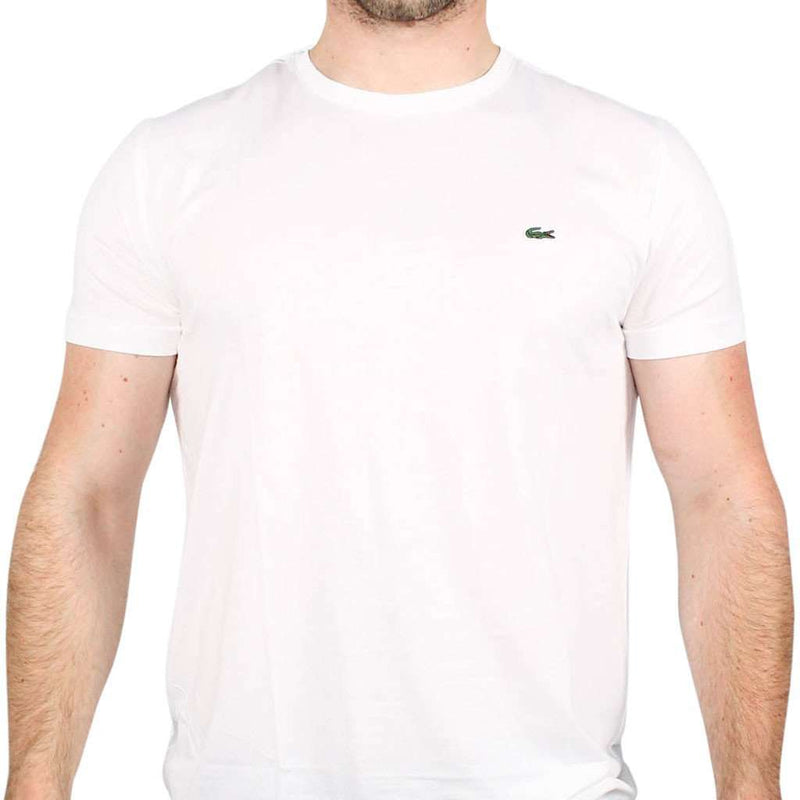 Short Sleeve Pima Jersey Crewneck T-Shirt in White by Lacoste - Country Club Prep