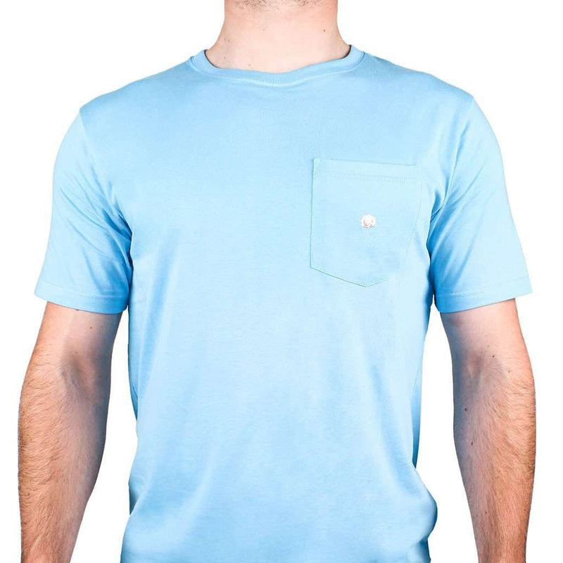 Short Sleeve Pocket Tee in Aqua by Cotton Brothers - Country Club Prep