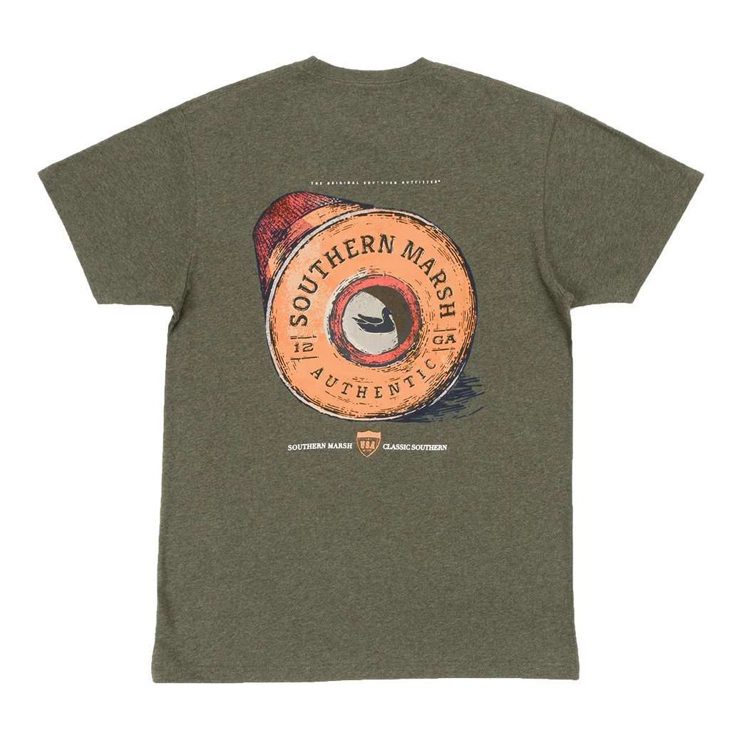 Shotgun Shell Tee in Washed Dark Green by Southern Marsh - Country Club Prep