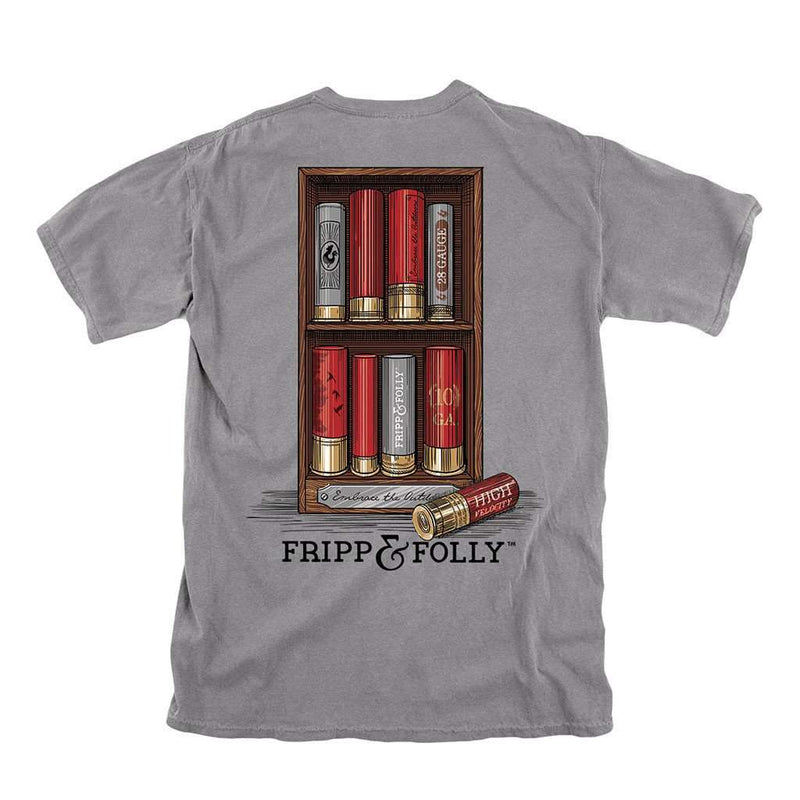 Shotgun Shells on Shelf Tee in Grey by Fripp & Folly - Country Club Prep