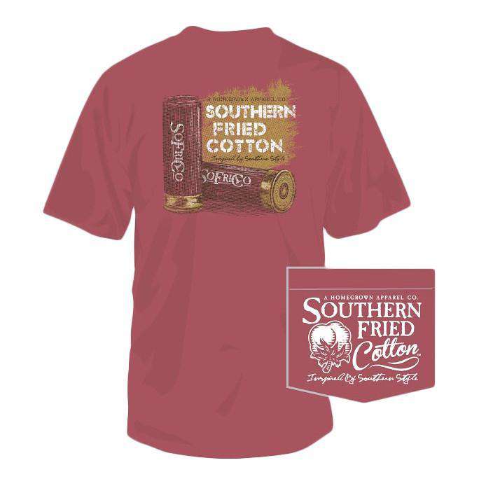 Shotgun Shells Short Sleeve Tee Shirt in Crimson by Southern Fried Cotton - Country Club Prep