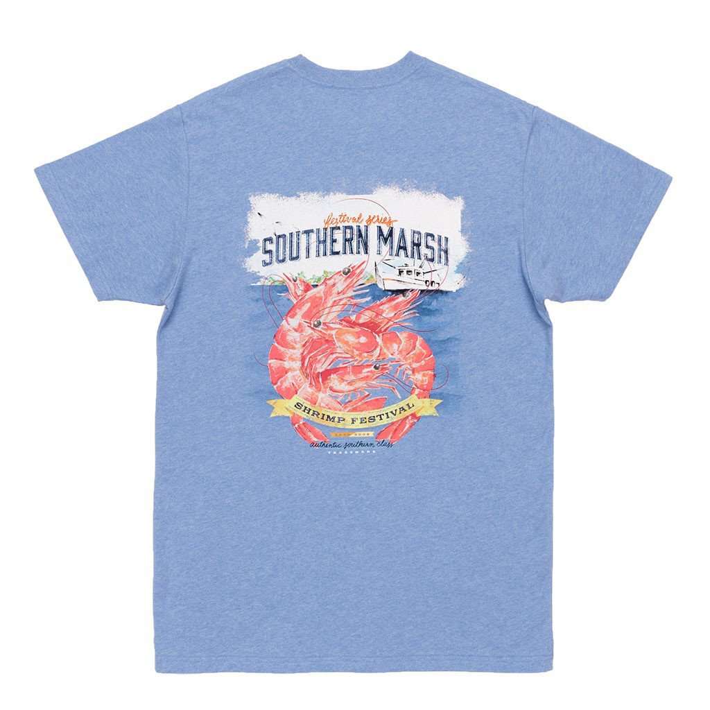 Shrimp Festival Tee in Washed Blue by Southern Marsh - Country Club Prep