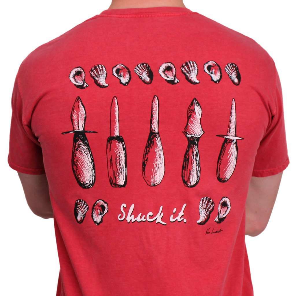 Shuck It! Original Watercolor Tee in Crimson by WM Lamb & Son - Country Club Prep