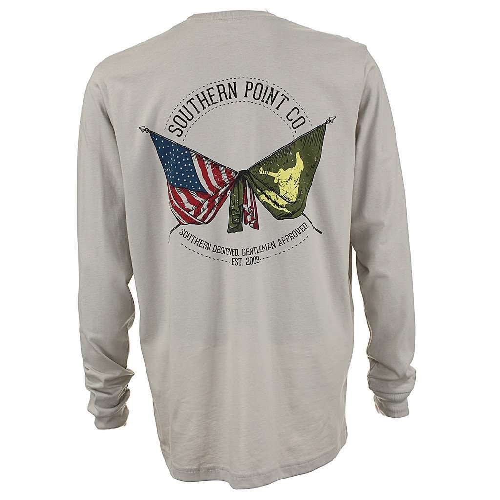 Signature Flags Long Sleeve Tee in Sandstone by Southern Point Co. - Country Club Prep