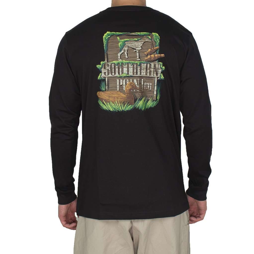 Signature Logo Long Sleeve Tee Shirt in Black by Southern Point Co. - Country Club Prep