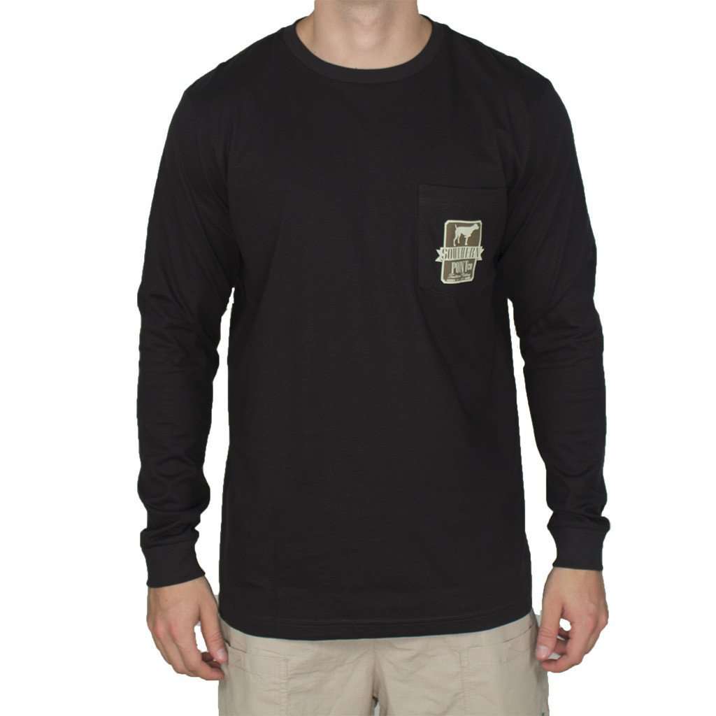 Signature Logo Long Sleeve Tee Shirt in Black by Southern Point Co. - Country Club Prep