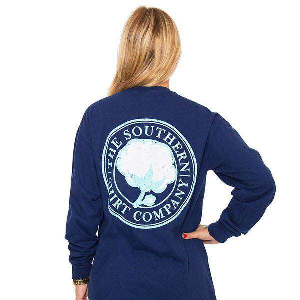 Signature Long Sleeve Logo Tee in Navy by The Southern Shirt Co. - Country Club Prep