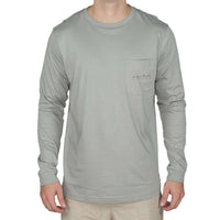 Signature Pointer Long Sleeve Tee Shirt in Grey by Southern Point Co. - Country Club Prep