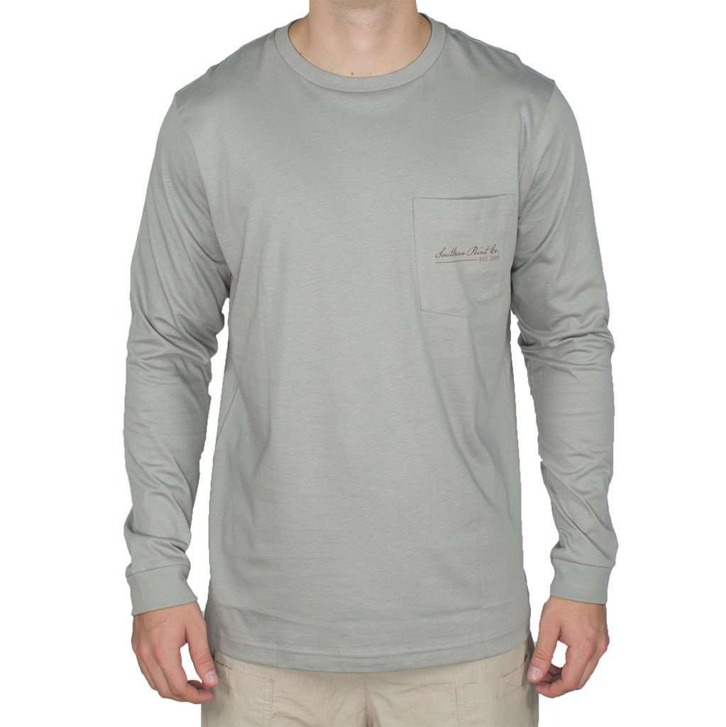 Signature Pointer Long Sleeve Tee Shirt in Grey by Southern Point Co. - Country Club Prep