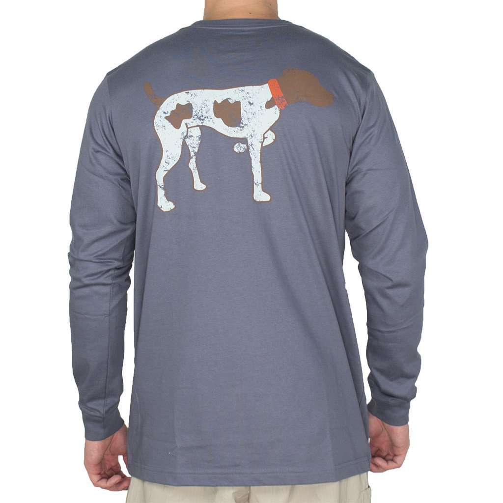 Signature Pointer Long Sleeve Tee Shirt in Slate by Southern Point Co. - Country Club Prep