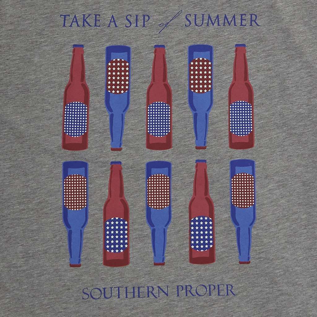 Sip of Summer Tee in Grey by Southern Proper - Country Club Prep