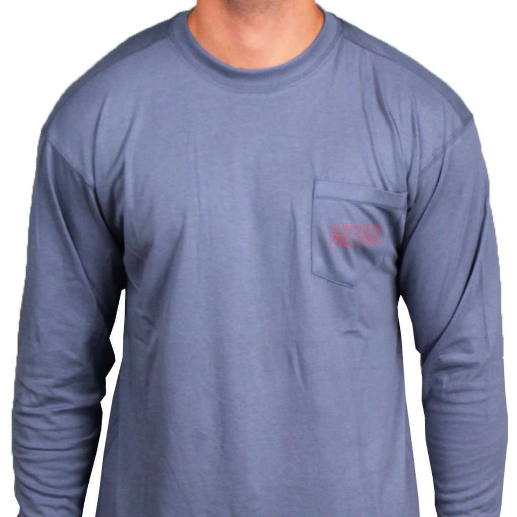 Six Pack Long Sleeve Tee in Blue Grey by Southern Proper - Country Club Prep