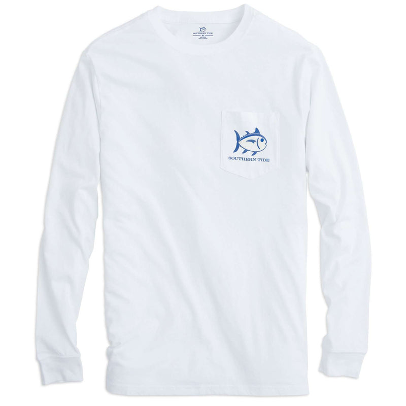 Skelejack Glow in the Dark Long Sleeve Tee in White by Southern Tide - Country Club Prep