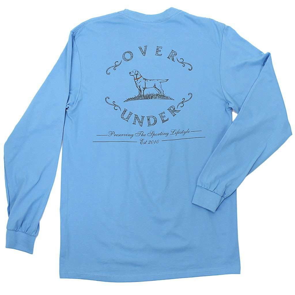Sketched Logo Long Sleeve Tee in Coastal Blue by Over Under Clothing - Country Club Prep