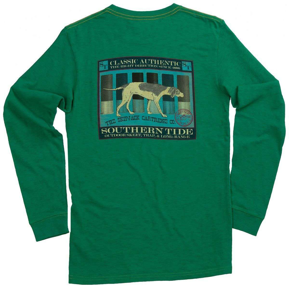 Skipjack Cartridge Co. Long Sleeve T-Shirt in Double Ought Green by Southern Tide - Country Club Prep