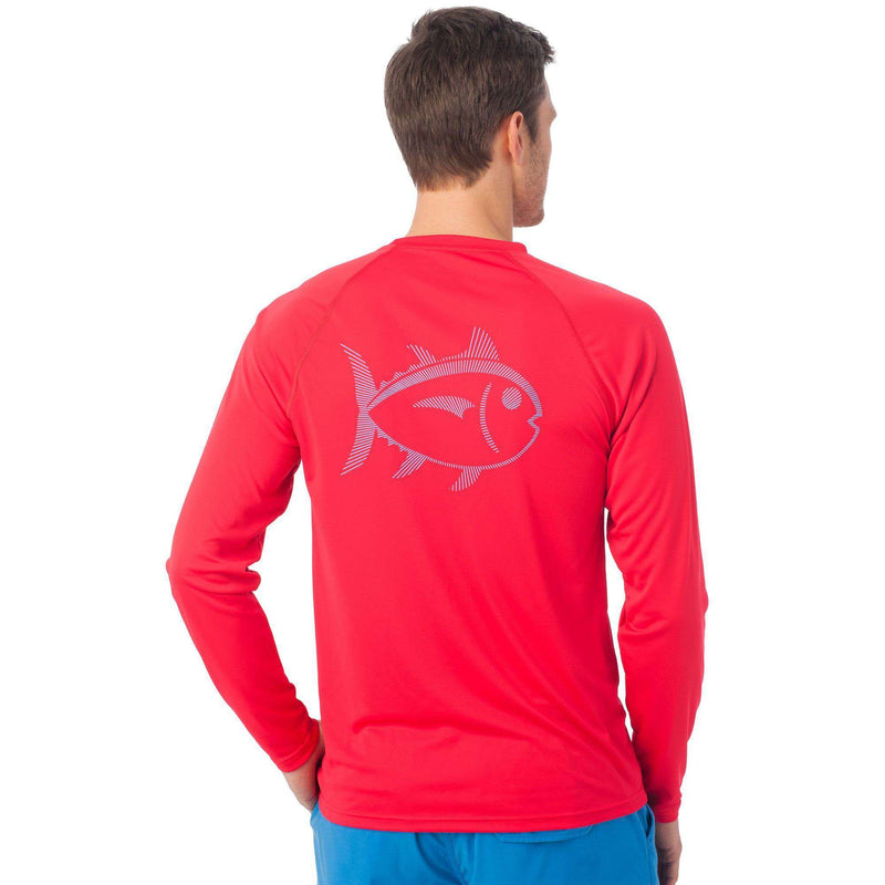 Skipjack Long Sleeve Performance Tee in Channel Marker Red by Southern Tide - Country Club Prep