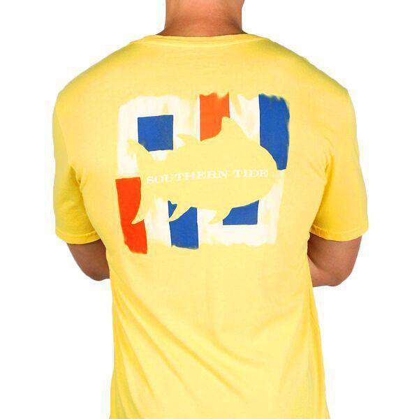 Skipjack Signal Flag Country Club Prep Pocket Tee in Yellow by Southern Tide - Country Club Prep