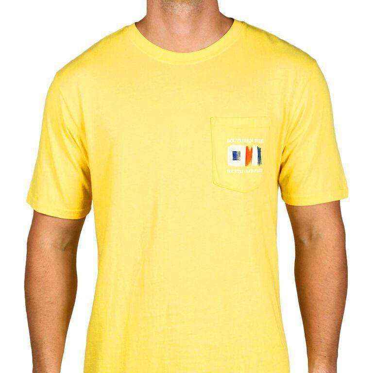 Skipjack Signal Flag Country Club Prep Pocket Tee in Yellow by Southern Tide - Country Club Prep