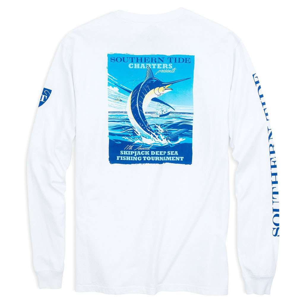 Skipjack Tournament Long Sleeve T-Shirt in Classic White by Southern Tide - Country Club Prep