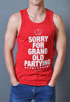 Sorry for Grand Old Partying Tank Top in Red by Rowdy Gentleman - Country Club Prep