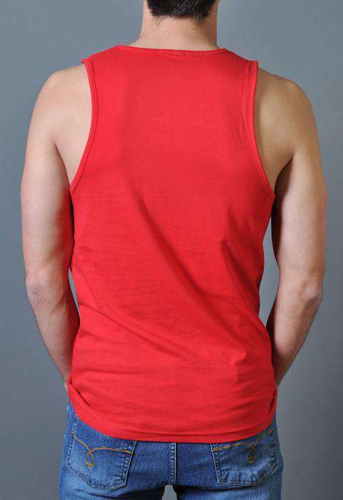 Sorry for Grand Old Partying Tank Top in Red by Rowdy Gentleman - Country Club Prep