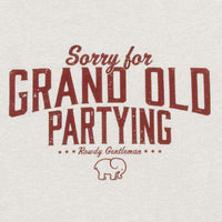 Sorry For Grand Old Partying Vintage Tee in Sand by Rowdy Gentleman - Country Club Prep