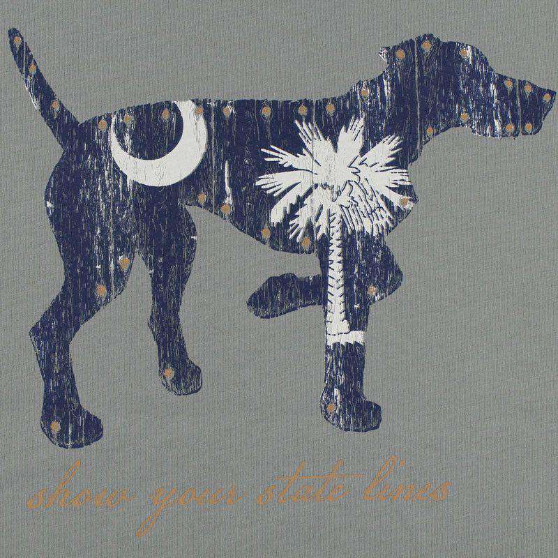 South Carolina SPC State Line Tee in Ocean Grey/Green by Southern Point Co. - Country Club Prep