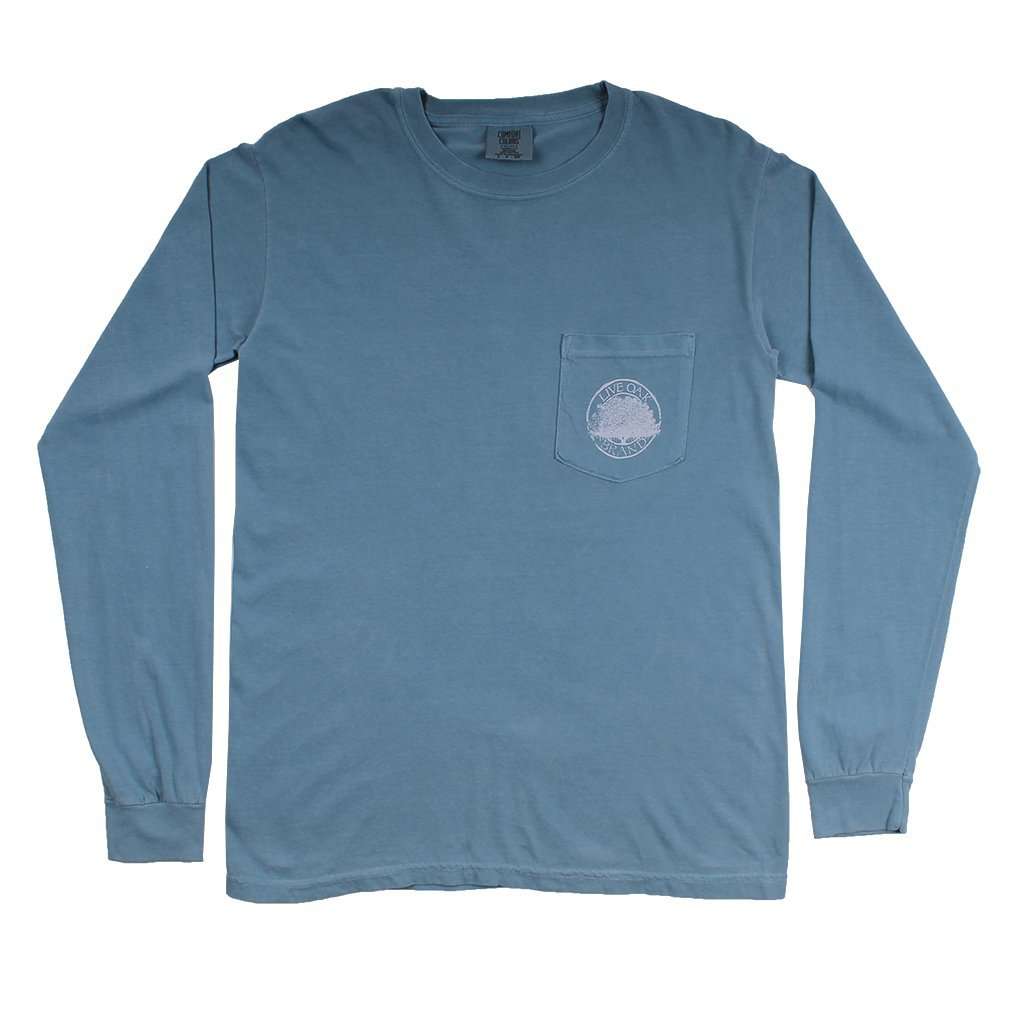 Southern Essentials "Deer Hunt" Long Sleeve Tee in Ice Blue by Live Oak - Country Club Prep