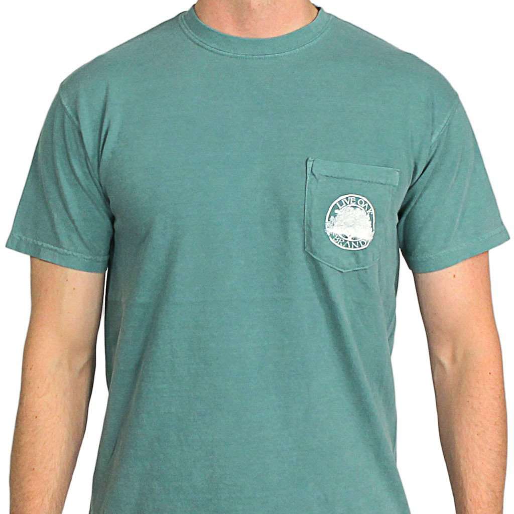 Southern Essentials "Duck Hunt" Short Sleeve Pocket Tee in Light Green by Live Oak - Country Club Prep