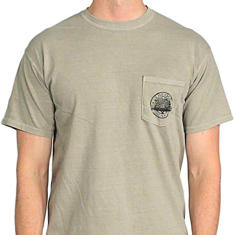 Southern Essentials "Quail Hunt" Short Sleeve Pocket Tee in Stone by Live Oak - Country Club Prep