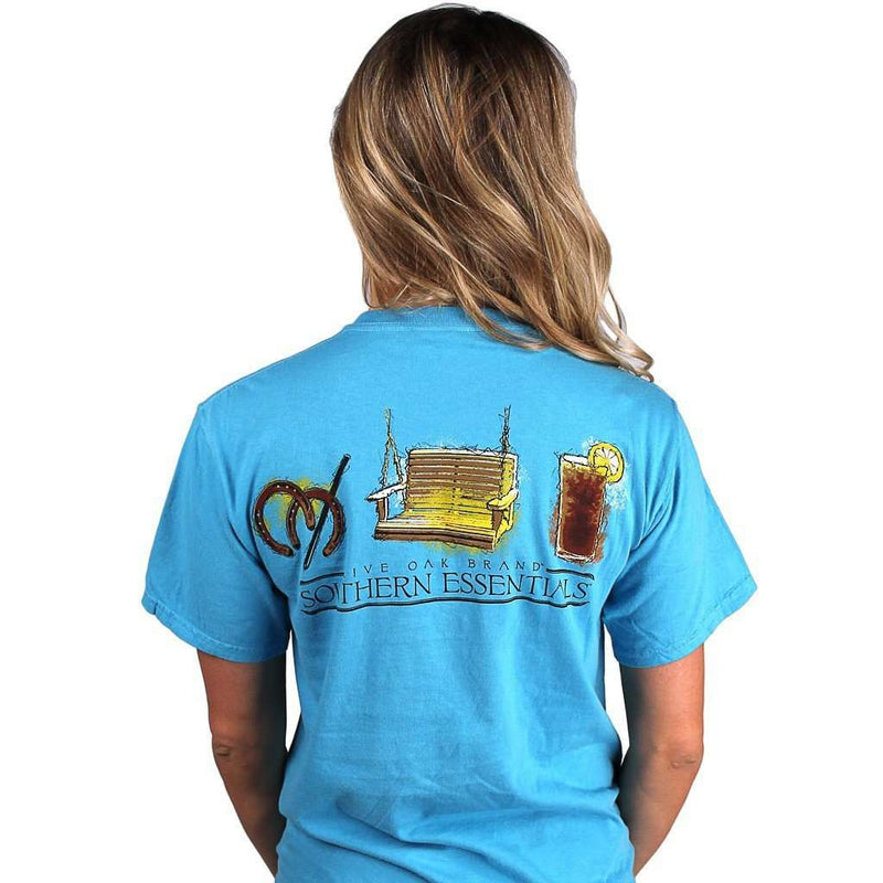 Southern Essentials "Summer Essentials" Short Sleeve Pocket Tee in Sapphire by Live Oak - Country Club Prep