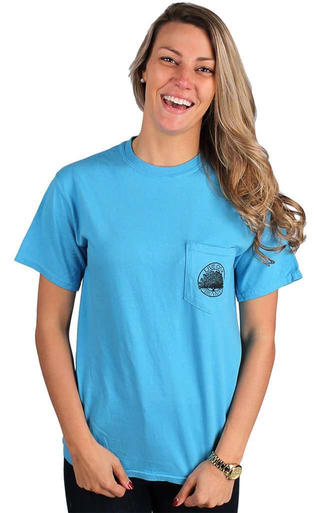 Southern Essentials "Summer Essentials" Short Sleeve Pocket Tee in Sapphire by Live Oak - Country Club Prep