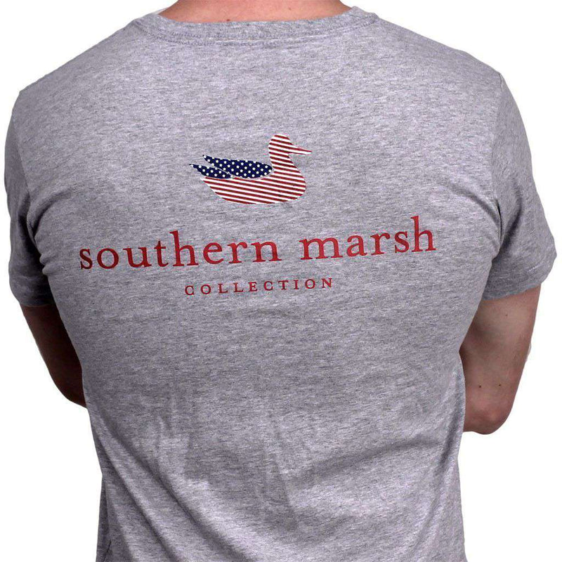 Authentic Flag Tee in Light Gray by Southern Marsh - Country Club Prep