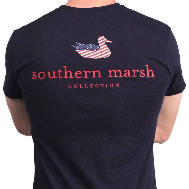 Authentic Flag Tee in Navy by Southern Marsh - Country Club Prep