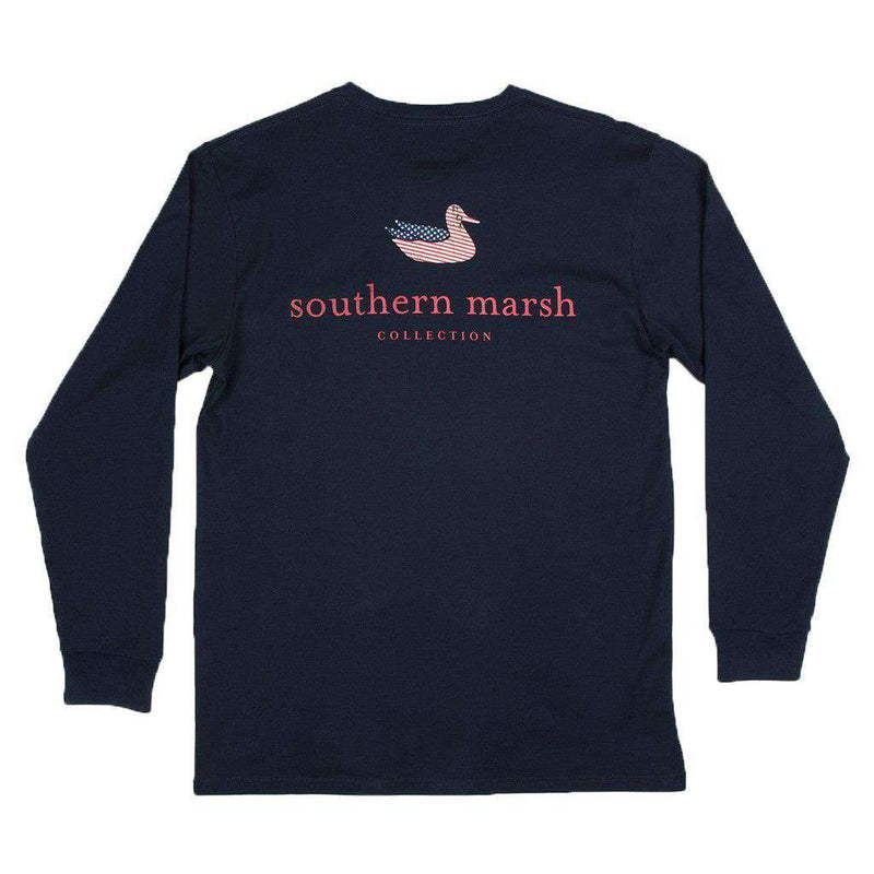 Long Sleeve Authentic Flag Tee in Navy by Southern Marsh - Country Club Prep