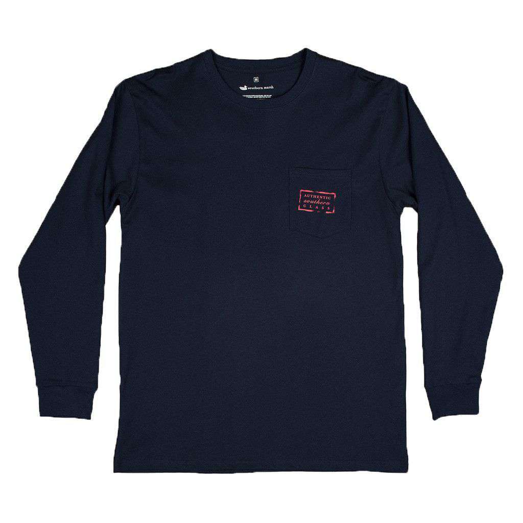 Long Sleeve Authentic Flag Tee in Navy by Southern Marsh - Country Club Prep