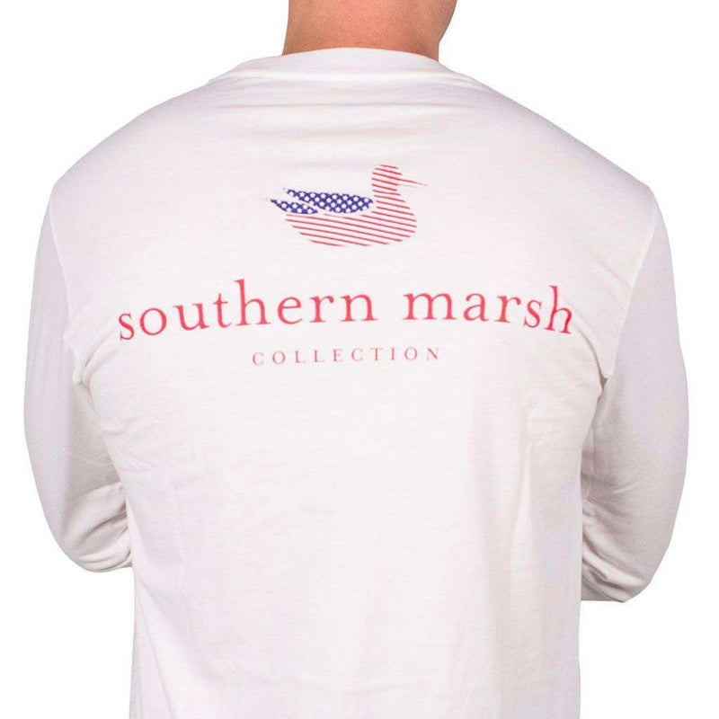 Long Sleeve Authentic Flag Tee in White by Southern Marsh - Country Club Prep