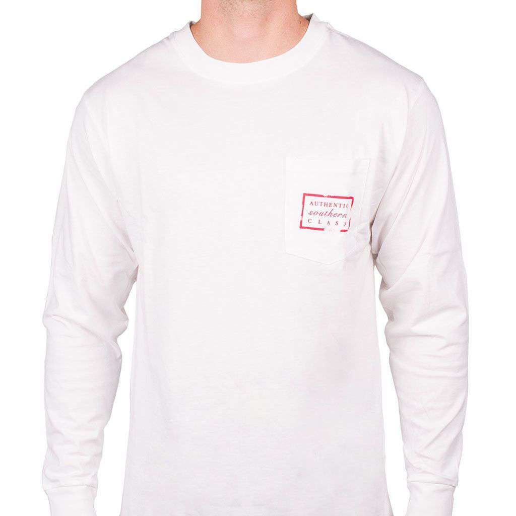 Long Sleeve Authentic Flag Tee in White by Southern Marsh - Country Club Prep