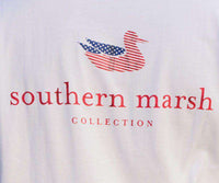 Long Sleeve Authentic Flag Tee in White by Southern Marsh - Country Club Prep