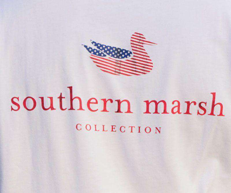 Long Sleeve Authentic Flag Tee in White by Southern Marsh - Country Club Prep