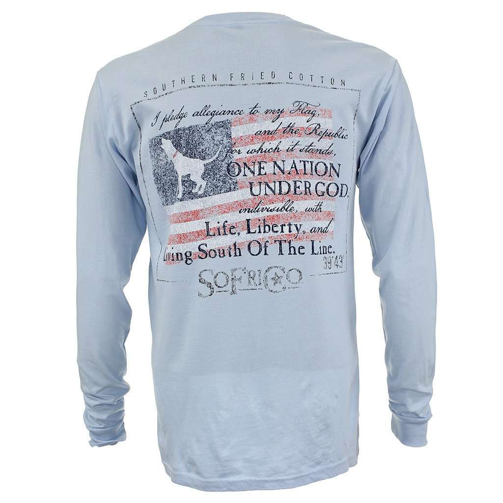 Southern Pledge Long Sleeve Tee Shirt in Chalky Blue by Southern Fried Cotton - Country Club Prep