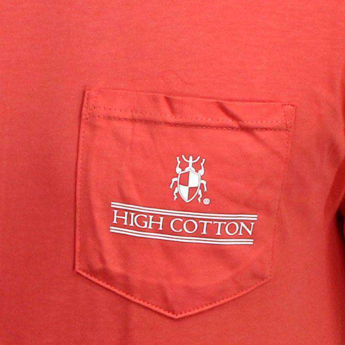"Southern Through and Through" Pocket Tee in Coral by High Cotton - Country Club Prep