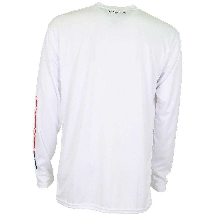Spangled Long Sleeve Sun Shirt in White by AFTCO - Country Club Prep